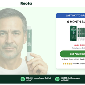 Roota Hair Growth Serum - Men [US,CA,FR,BE,NL,SE,DK,FI,ES,IT,UK,AU,NZ] (Banner,Native,Social,Search,SEO) - CPA {No BrandBidding}