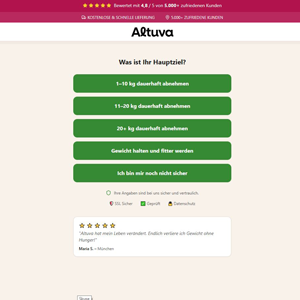 Altuva Weightloss - Quiz [DE,AT,CH,IE,FR,BE,NL,SE] (Social,Banner,Native,Push,SEO,Search,Brand Bidding) - CPA
