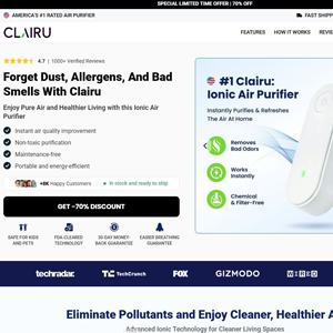 Clairu Air Purifier - Product Page [INTL] (Social,Banner,Native,Push,SEO,Search,Brand Bidding) - CPA