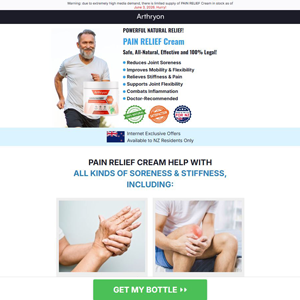 Arthryon Heat Relief Cream [NZ] (Banner,Native,Social,Search,SEO,PPC,Push,Brand Bidding,Shopping) - CPA 