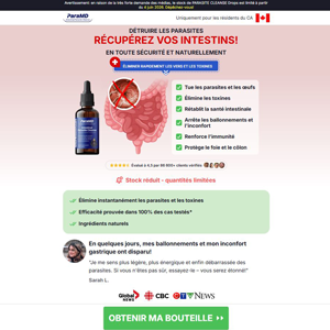 ParaMD Parasite Cleanse French [CA] (Banner,Native,Social,Search,SEO,PPC,Push,Brand Bidding,Shopping) - CPA