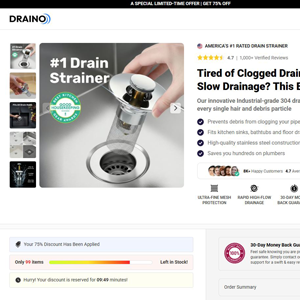 Draino Drain Strainer - DTC [INTL] (Social,Banner,Native,Push,SEO,Search,Brand Bidding) - CPA