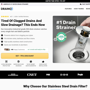 Draino Drain Strainer - Product Page [INTL] (Social,Banner,Native,Push,SEO,Search,Brand Bidding) - CPA 
