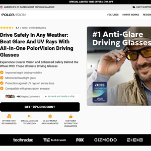 PolorVision Driving Glasses - Product Page [INTL] (Social,Banner,Native,Push,SEO,Search,Brand Bidding) - CPA 