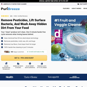 PuriBreeze Produce Cleaner - Product Page [INTL] (Social,Banner,Native,Push,SEO,Search,Brand Bidding) - CPA