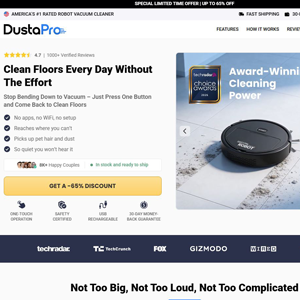 DustaPro Robot Vacuum Cleaner - Product Page [INTL] (Social,Banner,Native,Push,SEO,Search,Brand Bidding) - CPA