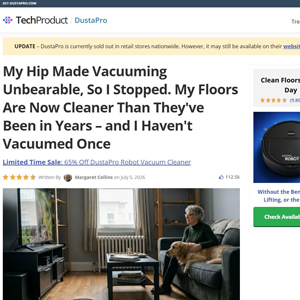 DustaPro Robot Vacuum Cleaner - Advertorial [INTL] (Social,Banner,Native,Push,SEO,Search,Brand Bidding) - CPA