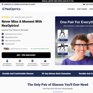 NexOptrics Adjustable Glasses - Product Page [INTL] (Social,Banner,Native,Push,SEO,Search,Brand Bidding) - CPA