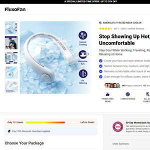 FluxoFan Neck Fan - DTC [INTL] (Social,Banner,Native,Push,SEO,Search,Brand Bidding) - CPA