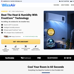 BlizzAir Portable AC - Product Page [INTL] (Social,Banner,Native,Push,SEO,Search,Brand Bidding) - CPA 