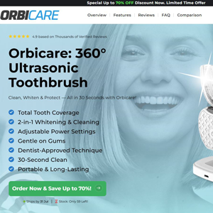 Orbicare Ultrasonic Toothbrush [US] (Social,Banner,Native,Push,SEO,Search,Brand Bidding) - CPA