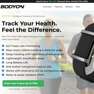 BodyOn Smart Watch - Product Page [US,UK,AU,DE,AT] (Social,Banner,Native,Push,SEO,Search,Brand Bidding) - CPA