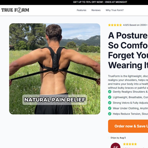 True Form Posture Corrector - DTC [US] (Social,Banner,Native,Push,SEO,Search,Brand Bidding) - CPA 