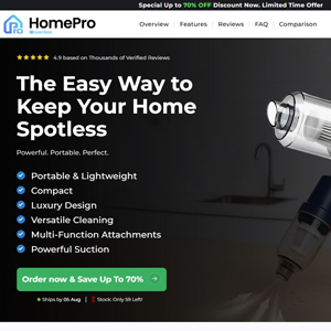 Portable Handheld Vacuum - DTC [US,UK,FR,DE,AT] (Social,Banner,Native,Push,SEO,Search,Brand Bidding) - CPA