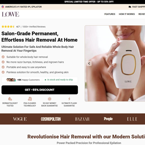 LoweSkin Laser Epilator - Product Page [INTL] (Social,Banner,Native,Push,SEO,Search,Brand Bidding) - CPA