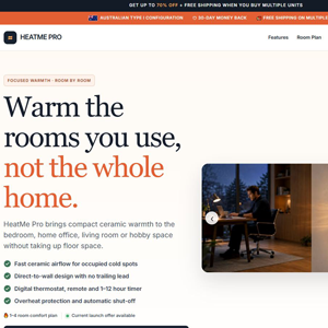 HeatMe Pro Personal-Area Heater - DTC [AU] (Social,Banner,Native,Push,SEO,Search,Brand Bidding) - CPA