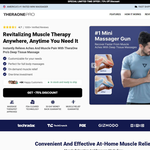 TheraOne Pro Massage Gun - Product Page [INTL] (Social,Banner,Native,Push,SEO,Search,Brand Bidding) - CPA