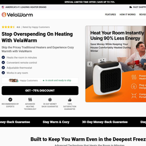 VelaWarm Heater - Product Page [INTL] (Social,Banner,Native,Push,SEO,Search,Brand Bidding) - CPA