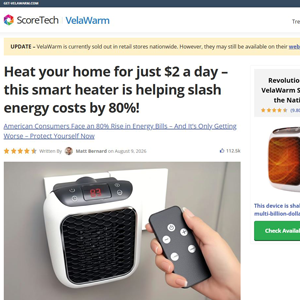 VelaWarm Heater - Advertorial [INTL] (Social,Banner,Native,Push,SEO,Search,Brand Bidding) - CPA