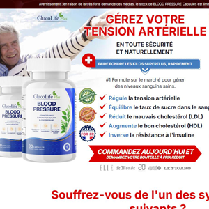 GlucoLife+ Blood Pressure [FR] (Banner,Native,Social,Search,SEO,PPC,Push,Brand Bidding,Shopping) - CPA 
