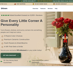 Shirem Cheeky Chook Vase [INTL] (Social,Banner,Native,Push,SEO,Search,Brand Bidding) - CPA