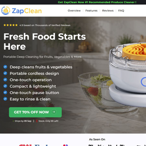 ZapClean Produce Cleaner - Product Page [US,UK,AU] (Social,Banner,Native,Push,SEO,Search,Brand Bidding) - CPA