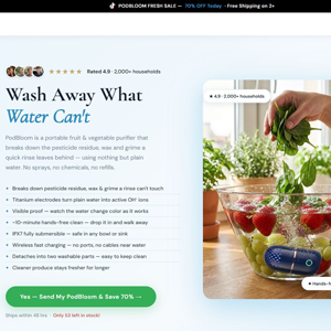 PodBloom Produce Cleaner [AU] (Social,Banner,Native,Push,SEO,Search,Brand Bidding) - CPA