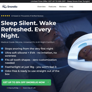 Snorelio Anti Snore Mouthpiece  [US] (Social,Banner,Native,Push,SEO,Search,Brand Bidding) - CPA