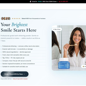 Bloom White Whitening Powder [US] (Social,Banner,Native,Push,SEO,Search,Brand Bidding) - CPA