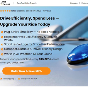 Cartekit FuelSync Optimizer - Product Page [Multi-GEO] (Social,Banner,Native,Push,SEO,Search,Brand Bidding) - CPA
