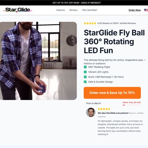 StarGlide Fly Ball - Product Page v2 [US,AU] (Social,Banner,Native,Push,SEO,Search,Brand Bidding) - CPA 