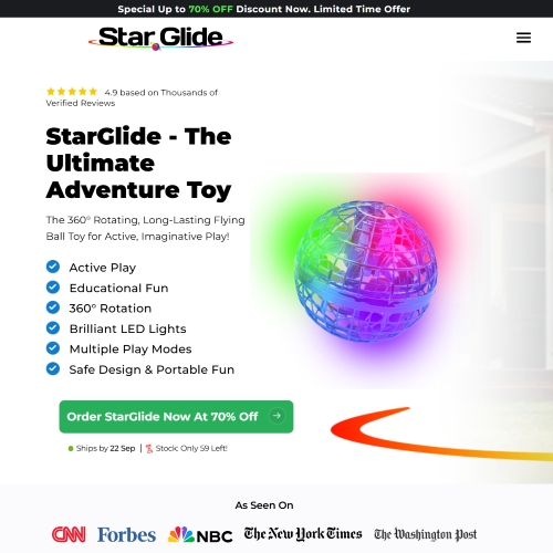 StarGlide Fly Ball - Product Page [Multi-GEO] (Social,Banner,Native,Push,SEO,Search,Brand Bidding) - CPA 