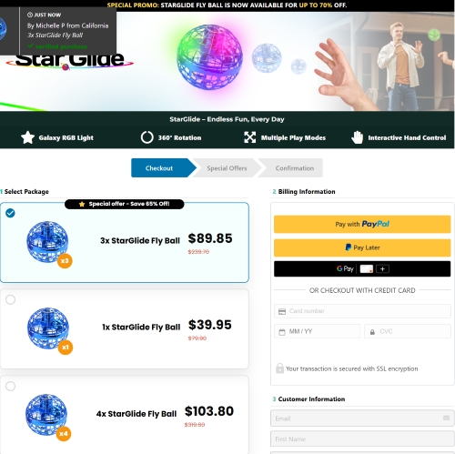 StarGlide Fly Ball - DTC [Multi-GEO] (Social,Banner,Native,Push,SEO,Search,Brand Bidding) - CPA  