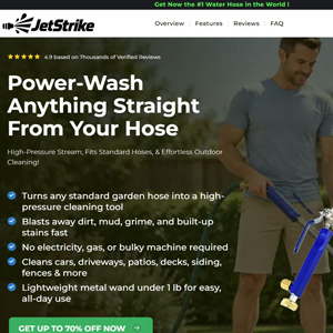 JetStrike Water Hose - Product Page [US,UK,AU] (Social,Banner,Native,Push,SEO,Search,Brand Bidding) - CPA