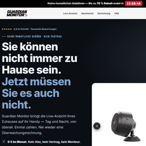 Guardian Monitor Mini Security Camera - Product Page [DE,AT,FR] (Social,Banner,Native,Push,SEO,Search,Brand Bidding) - CPA