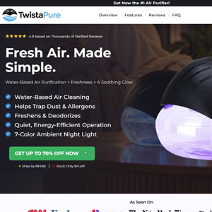TwistaPure Air Purifier - Product Page [US,UK,AU] (Social,Banner,Native,Push,SEO,Search,Brand Bidding) - CPA